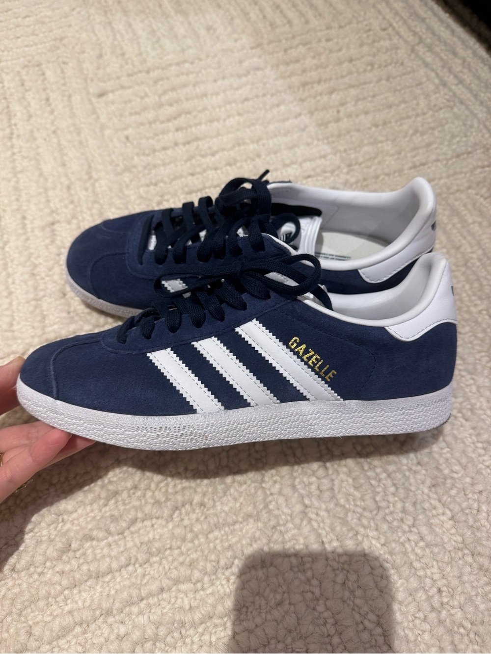 adidas Gazelle Navy Suede Sneakers with White Stripes. Brand new